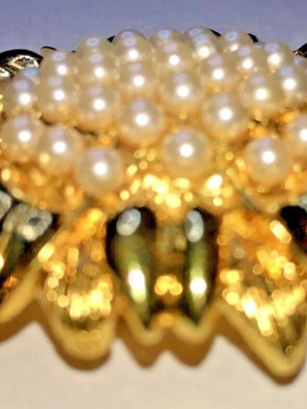 Vintage Signed Modo Gold Sunflower STATEMENT Pendant- Brooch Pin Faux Pearls